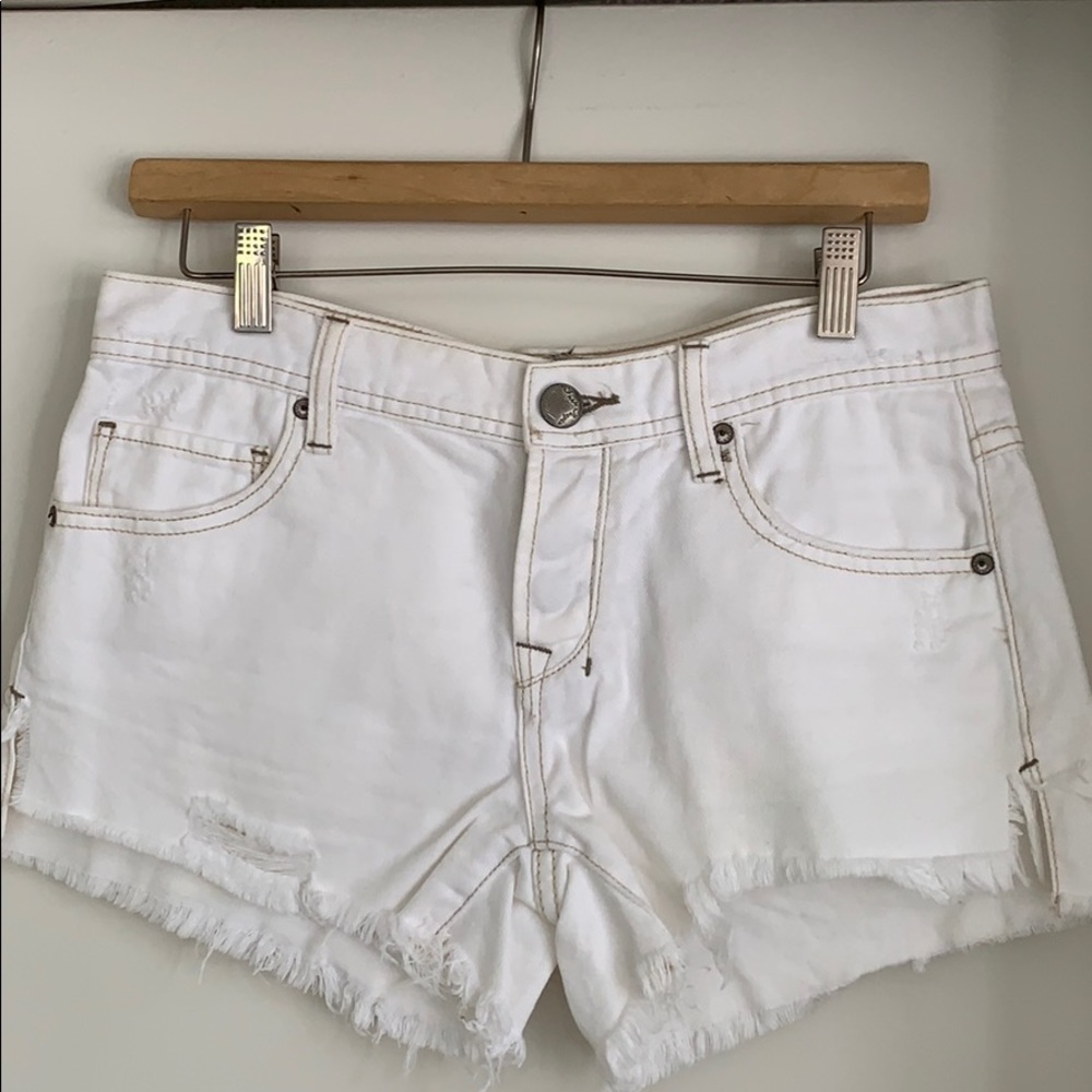 Free People white jean short